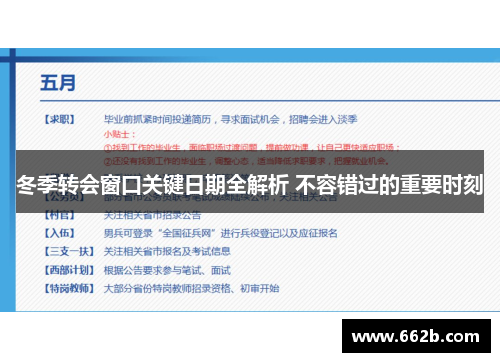 冬季转会窗口关键日期全解析 不容错过的重要时刻 冬季转会窗口关键日期全解析 不容错过的重要时刻